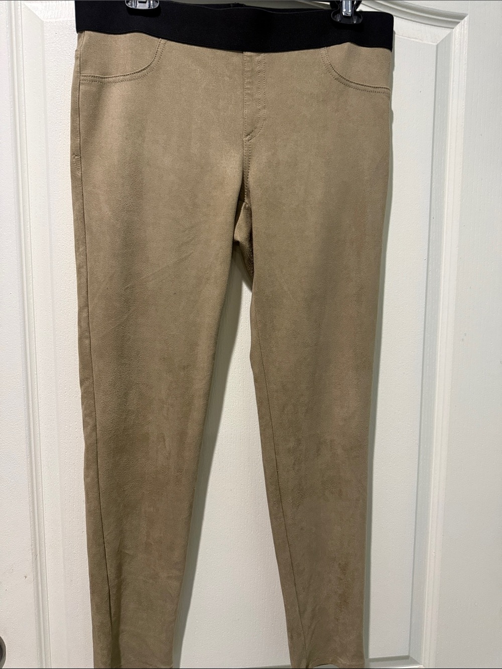 Karen Kane Taupe Skinny Jeans with Black Elastic Waistband